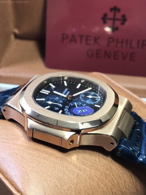 Patek Nautilus 5712R Power Rose Gold Blue Dial 40mm CC Leather Strap