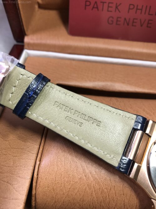 Patek Nautilus 5712R Power Rose Gold Blue Dial 40mm CC Leather Strap