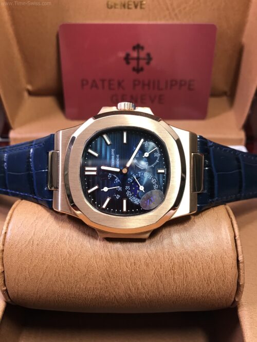 Patek Nautilus 5712R Power Rose Gold Blue Dial 40mm CC Leather Strap