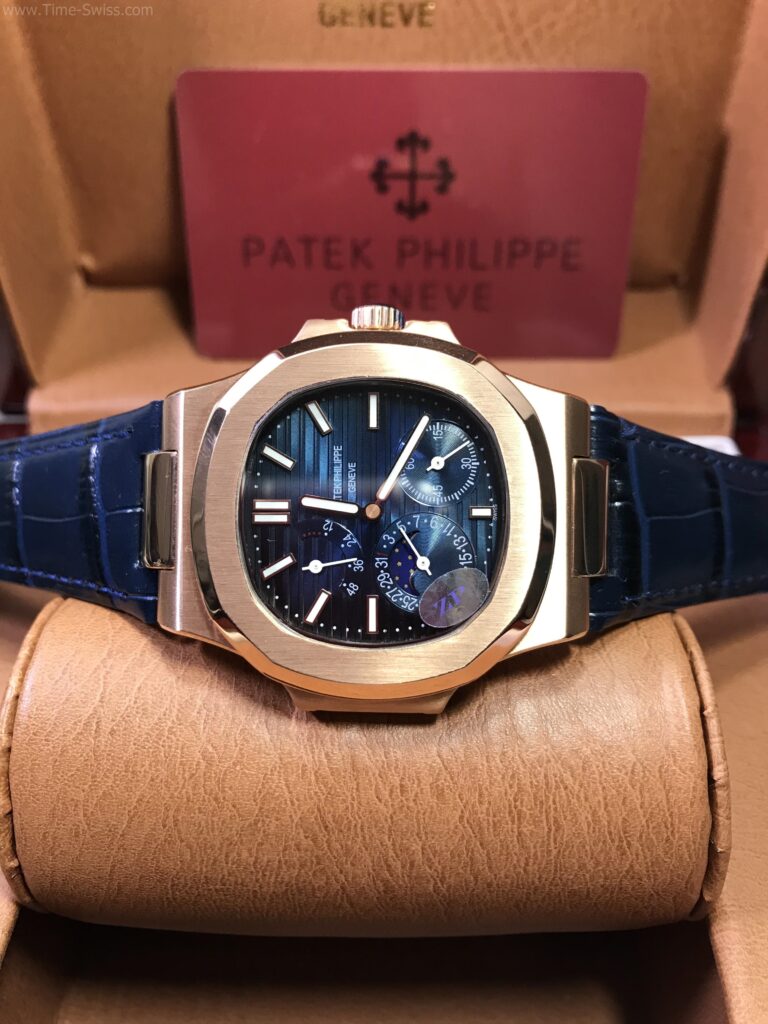 Patek Nautilus 5712 Power Rose Gold Blue Dial 40mm CC เรือนทอง หน้าน้ำเงิน สายหนังน้ำเงิน 07