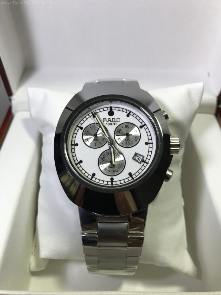 Rado Diastar Chronograph Ceramic White Dial 3วงนอน ขอบเซลามิก 01