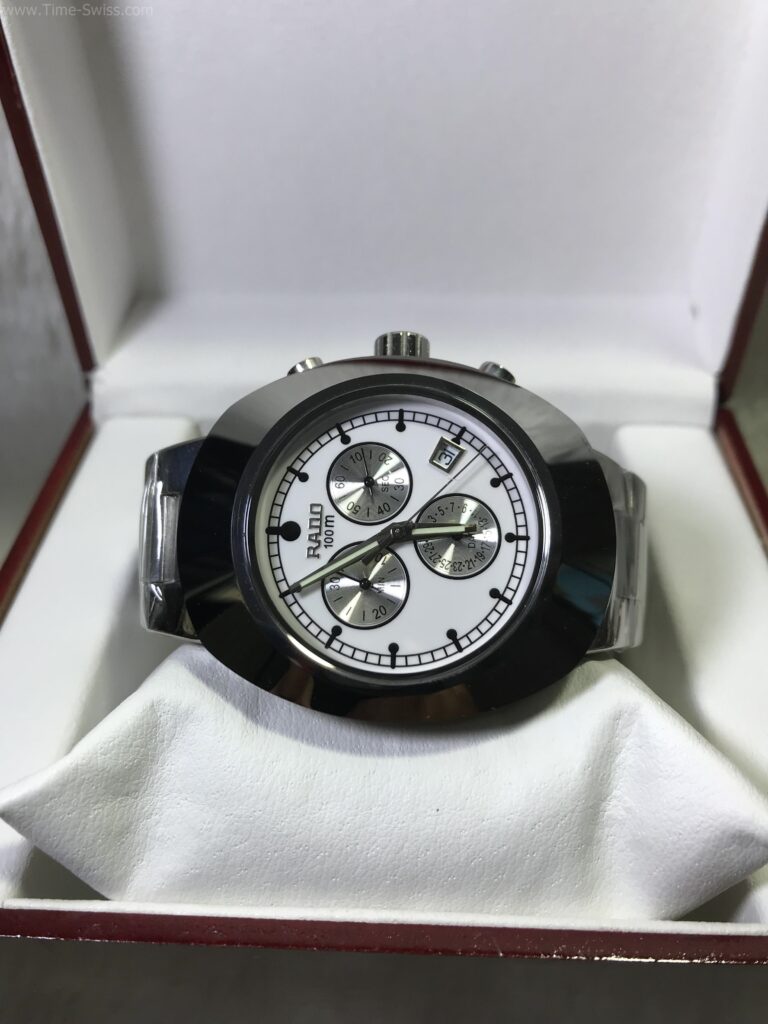 Rado Diastar Chronograph Ceramic White Dial 3วงนอน ขอบเซลามิก 06