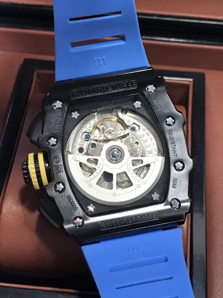 Richard Mille RM011-03 PVD Blue Rubber 40mm รมดำ หน้าฟ้า สายยางฟ้า 04