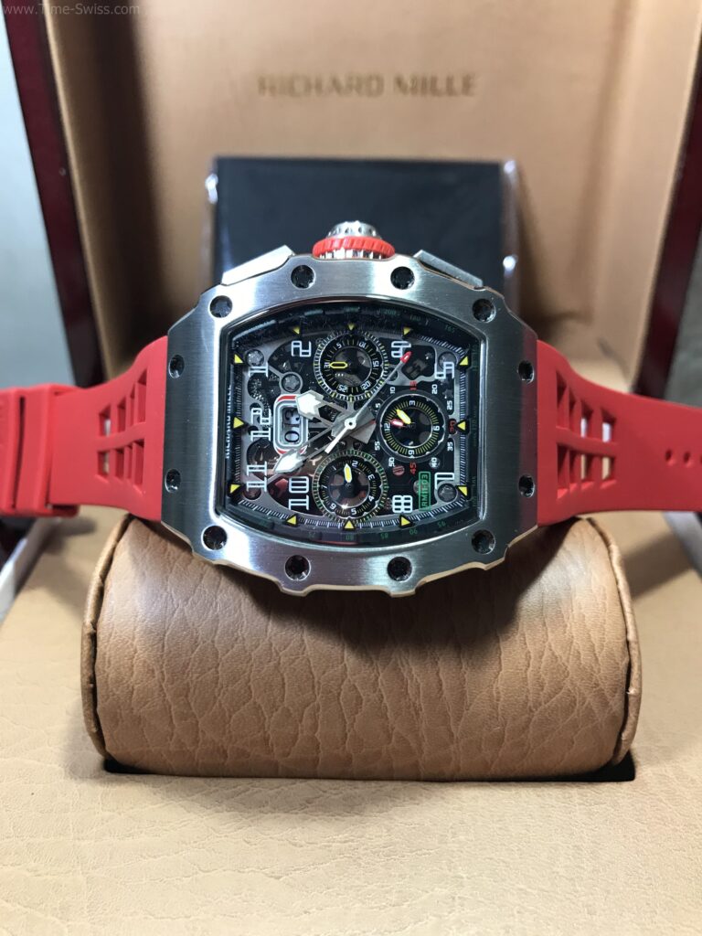 Richard Mille RM011-03RG003 Black Dial Red Rubber 42mm หน้าดำ สายยางแดง