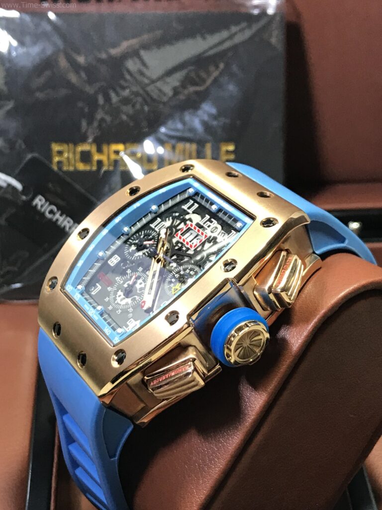 Richard Mille RM011-03RG003 Rose Gold Blue Rubber 42mm เรือนทอง สายยางฟ้า 02