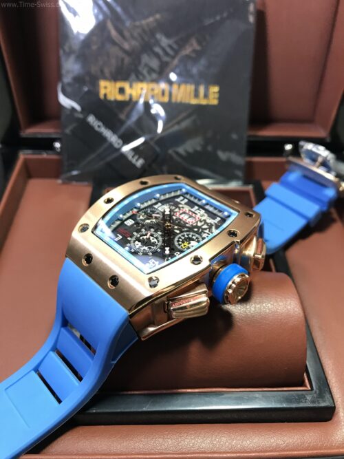 Richard Mille RM011-03RG003 Rose Gold Blue Rubber 42mm