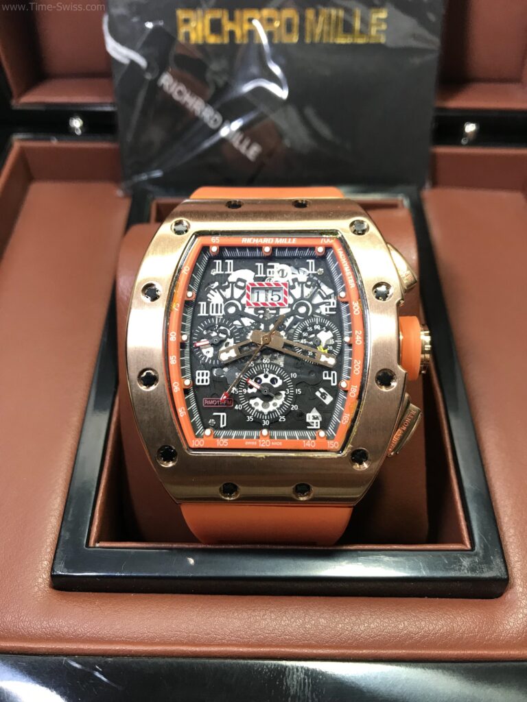 Richard Mille RM011-03RG003 Rose Gold Orange Rubber 40mm เรือนทอง หน้าส้ม สายยางส้ม 01