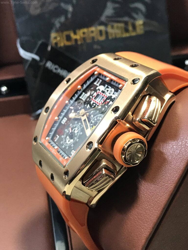 Richard Mille RM011-03RG003 Rose Gold Orange Rubber 40mm เรือนทอง หน้าส้ม สายยางส้ม 02