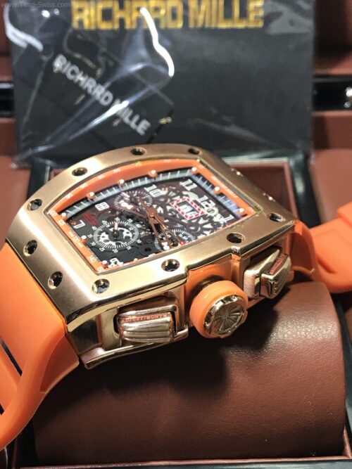 Richard Mille RM011-03RG003 Rose Gold Orange Rubber 40mm