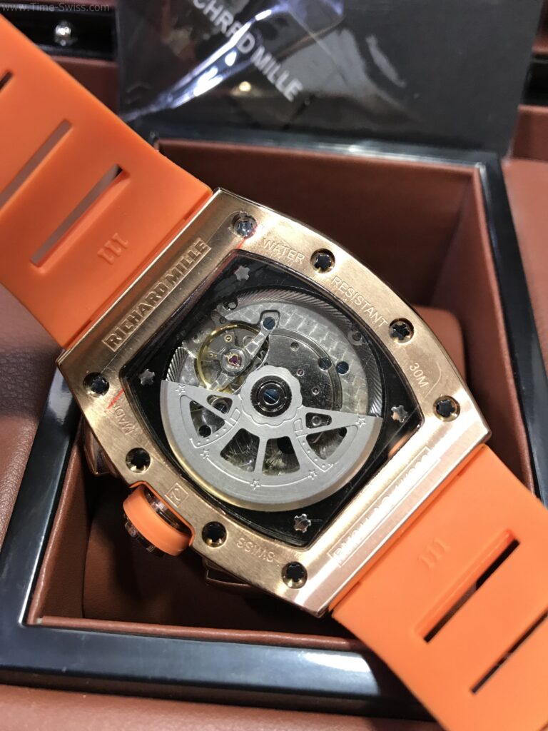 Richard Mille RM011-03RG003 Rose Gold Orange Rubber 40mm เรือนทอง หน้าส้ม สายยางส้ม 05