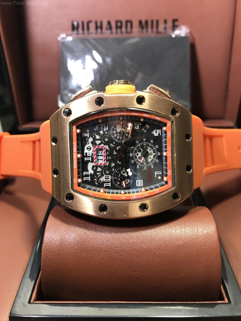 Richard Mille RM011-03RG003 Rose Gold Orange Rubber 40mm เรือนทอง หน้าส้ม สายยางส้ม 06