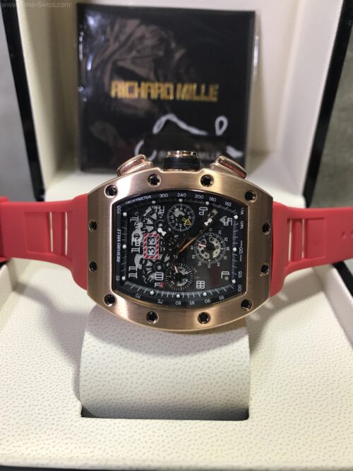 Richard Mille RM011-03RG003 Rose Gold Red Rubber 42mm
