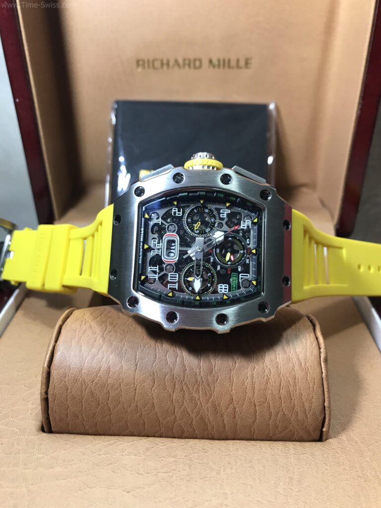 Richard Mille RM011-03RG003 Black Dial Yellow Rubber 42mm ขอบในดำ สายยางเหลือง