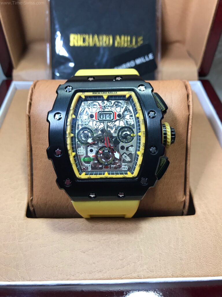 Richard Mille RM01103 PVD Yellow Rubber 42mm รมดำ หน้าเหลือง สายยางเหลือง 01