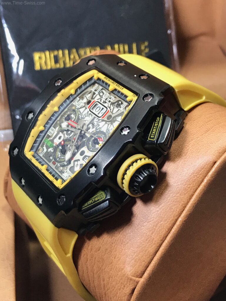 Richard Mille RM01103 PVD Yellow Rubber 42mm รมดำ หน้าเหลือง สายยางเหลือง 02