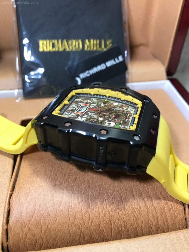 Richard Mille RM01103 PVD Yellow Rubber 42mm รมดำ หน้าเหลือง สายยางเหลือง 03