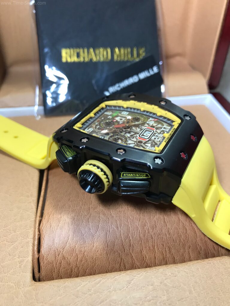 Richard Mille RM01103 PVD Yellow Rubber 42mm รมดำ หน้าเหลือง สายยางเหลือง 04