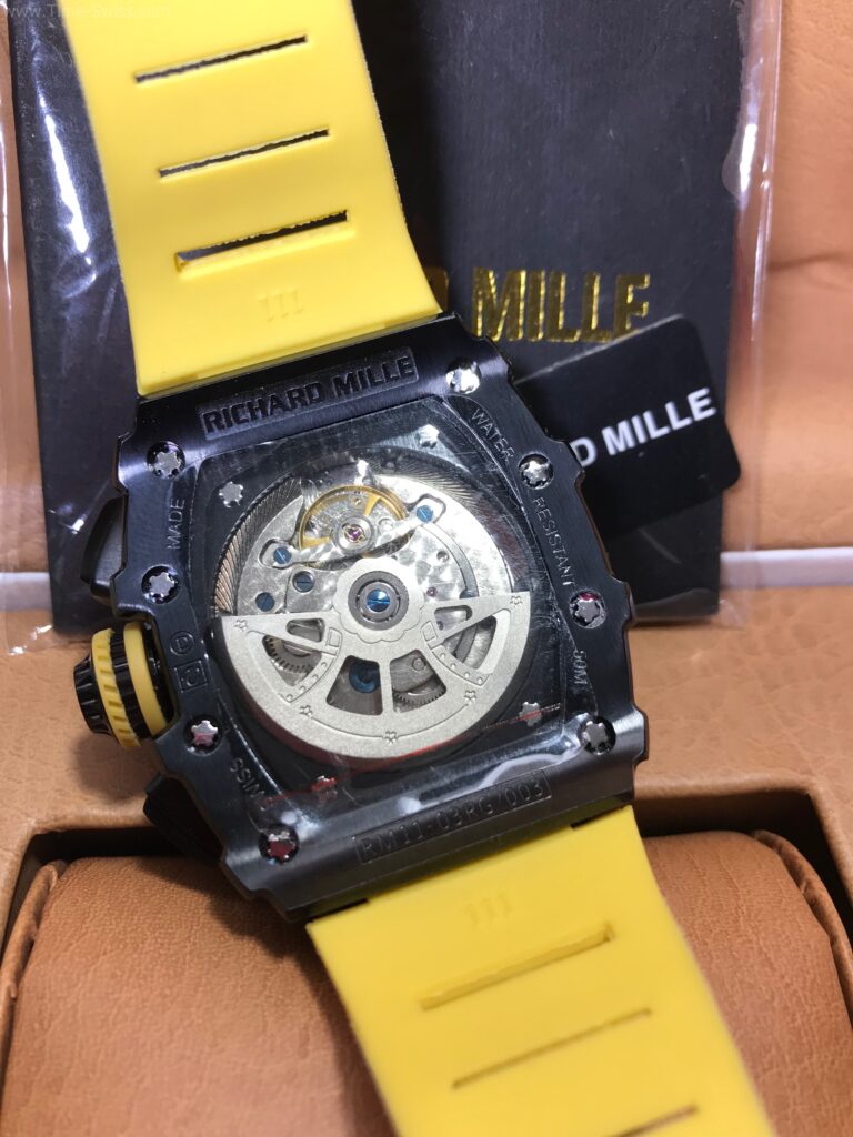 Richard Mille RM01103 PVD Yellow Rubber 42mm รมดำ หน้าเหลือง สายยางเหลือง 06