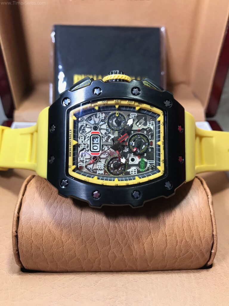 Richard Mille RM01103 PVD Yellow Rubber 42mm รมดำ หน้าเหลือง สายยางเหลือง 07