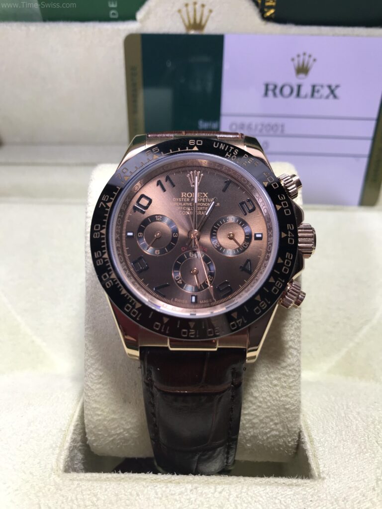 Rolex Daytona Ceramic Rose Gold Chocolate 40mm หน้าช็อกโกแล็ค ขอบเซลามิก สายหนัง