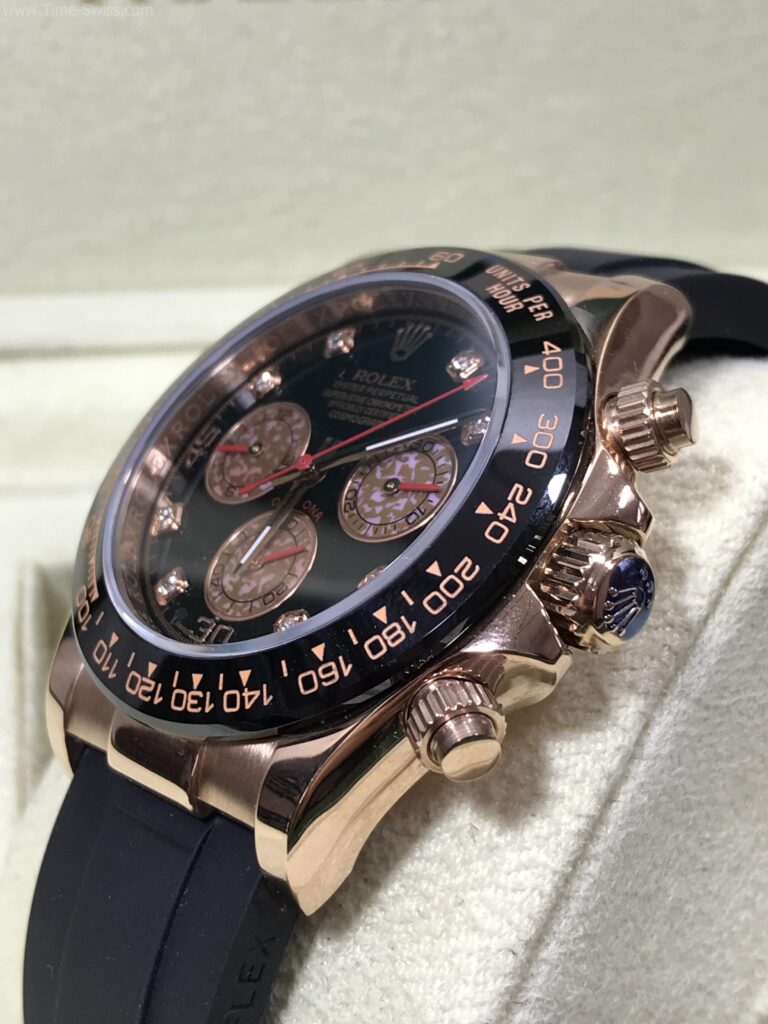 Rolex Daytona Rose Gold Ceramic Black Dial Rubble 40mm CC หน้าดำ สายยาง 02