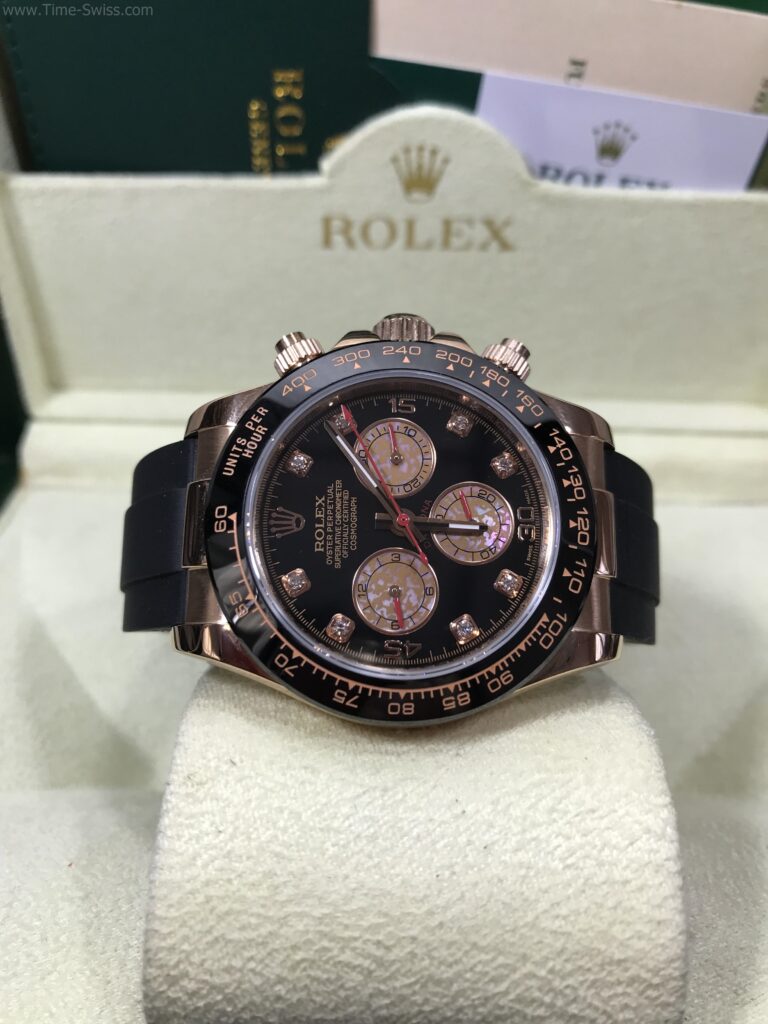 Rolex Daytona Rose Gold Ceramic Black Dial Rubble 40mm CC หน้าดำ สายยาง 07