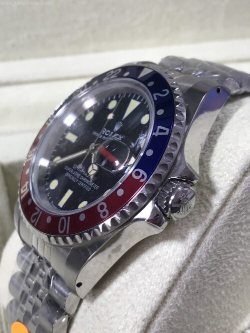 Rolex GMT Pepsi Black Dial Red Hand 40mm CC Jubilee