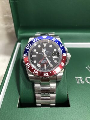 Rolex GMT Pepsi Black Dial Red Hand 40mm