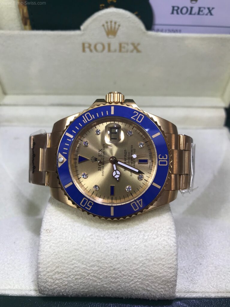 Rolex Submariner Gold Ceramic Blue Gold Dial 40mm เรือนทอง หน้าทอง 07