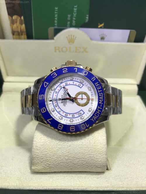Rolex Yacht MasterII Two Tone Ceramic Blue White Dial 42mm