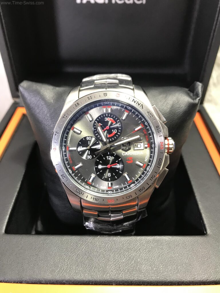 TAG Heuer Carrera Calibre16 Red Black Dial 43mm หน้าดำเทา ขอบเรียบ 01