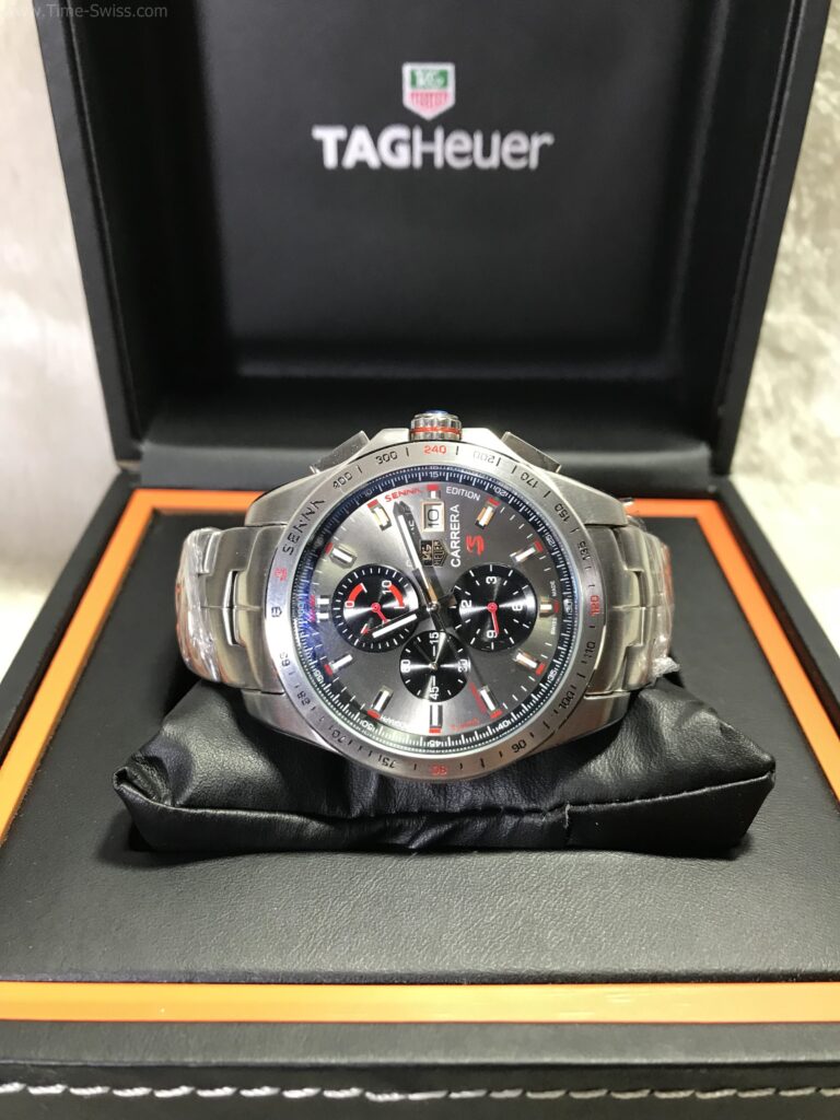 TAG Heuer Carrera Calibre16 Red Black Dial 43mm หน้าดำเทา ขอบเรียบ 07