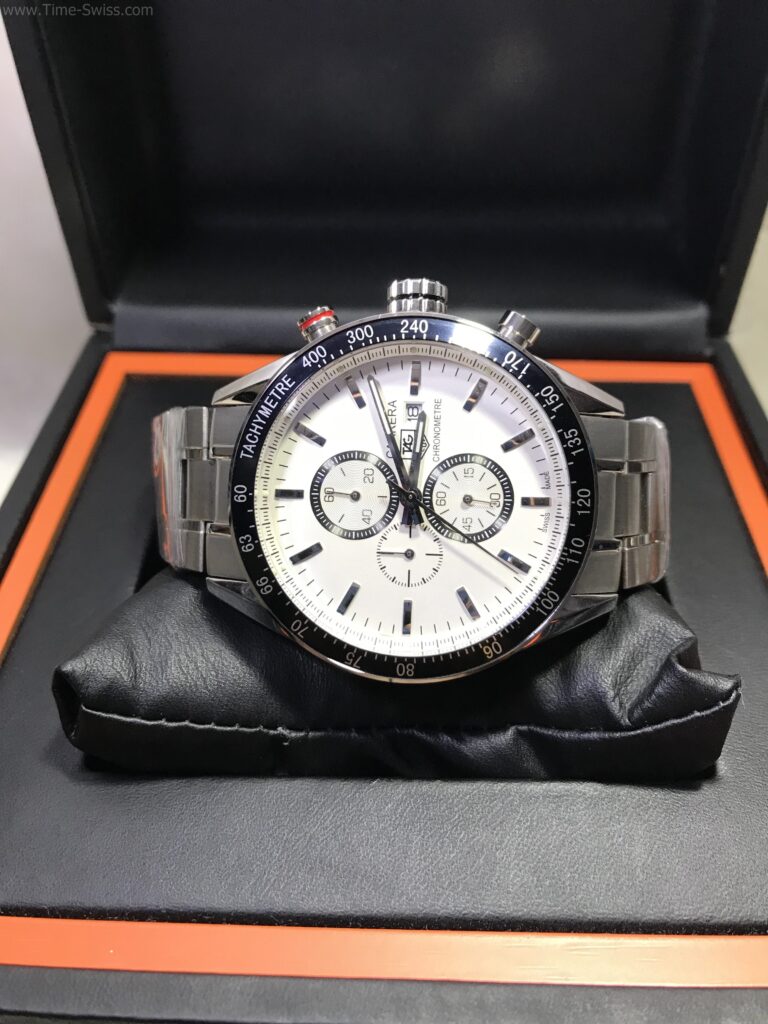 TAG Heuer Carrera Chronograph White Dial 40mm หน้าขาว ขอบดำ 06