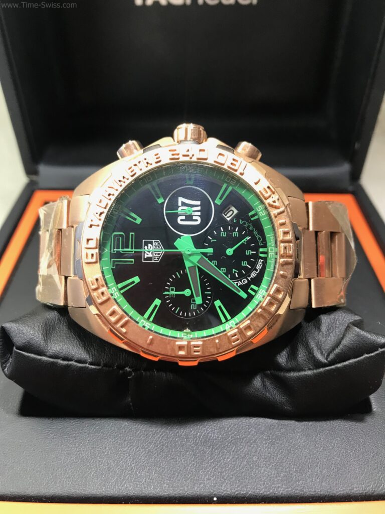 TAG Heuer Formula1 CR7 Rose Gold Green Dial 43mm หน้าดำ ขอบในเขียว 05