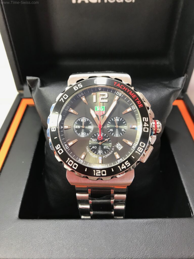 TAG Heuer Formula1 PVD Chronograph Black Dial 43mm หน้าดำเงา สายเหล็กสลับ PVD 01