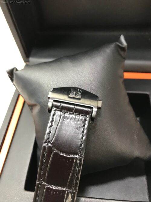 TAG Heuer Grand Carrera 36 PVD Black Dial 43mm Leather Strap