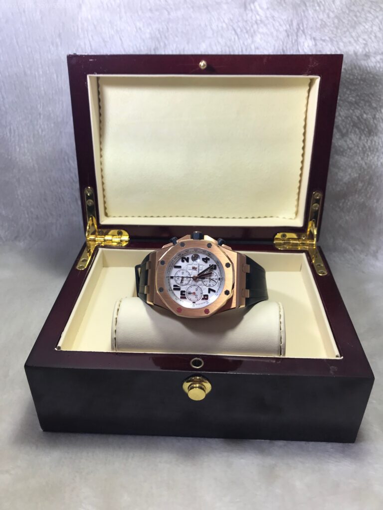 Audemars Piguet Chronograph Rose Gold White Dial 44mm Swiss เรือนทอง หน้าขาว สายยาง 10