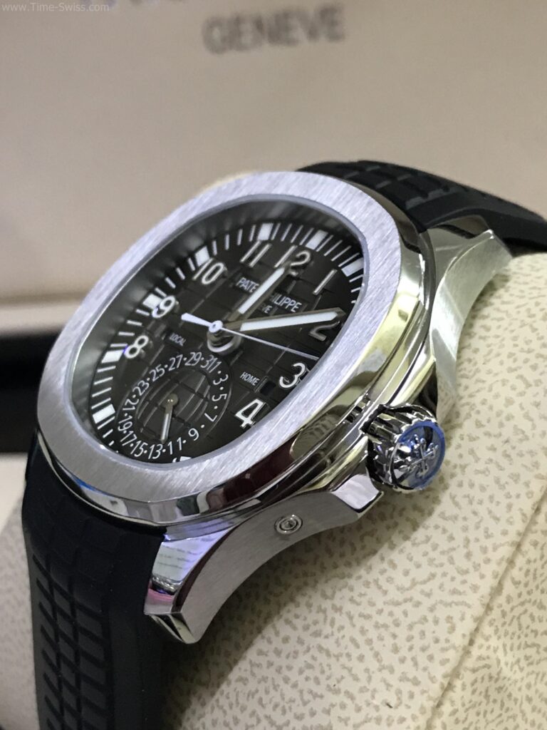 Patek Aquanaut 5164A Black Dial Rubble 41mm ZF Swiss เรือนเงิน 4เข็ม หน้าดำ สายยาง 02