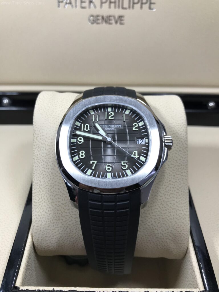 Patek Aquanaut 5167A Black Dial Rubble 41mm ZF Swiss เรือนเงิน หน้าดำ สายยาง 01