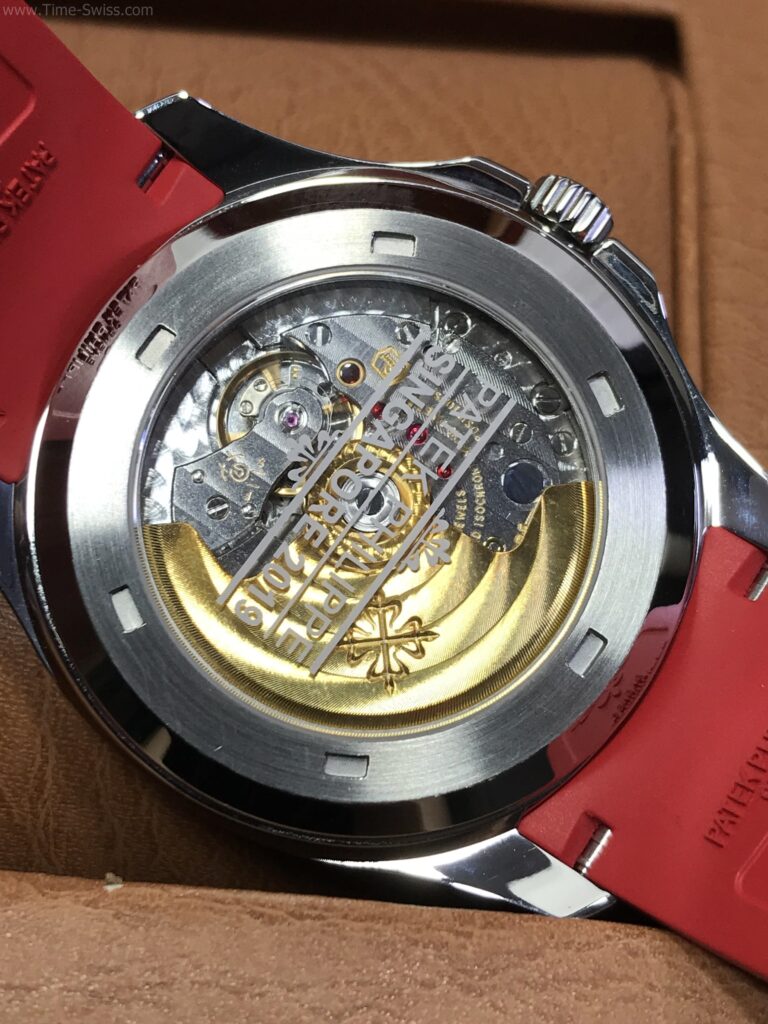 Patek Aquanaut 5167A Black Dial Red Rubble 40mm ZF Swiss เรือนเงิน หน้าดำ สายยางแดง 08