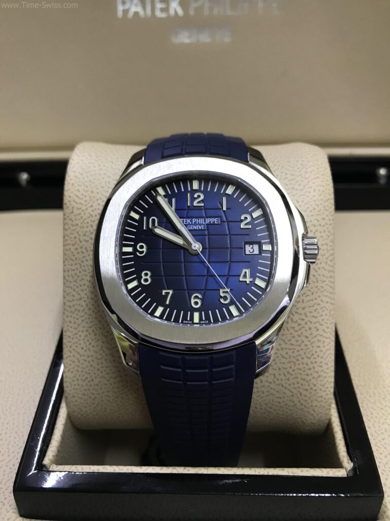 Patek Aquanaut 5168G Blue Rubble 42mm ZF Swiss เรือนเงิน หน้าน้ำเงิน สายยางน้ำเงิน 01