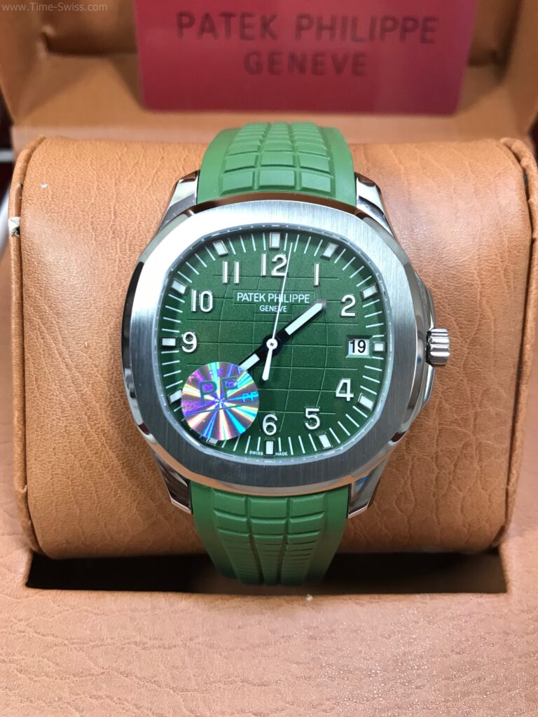 Patek Aquanaut 5168G Green Dial 42mm PPF Swiss เรือนเงิน หน้าเขียว สายยางเขียว 01