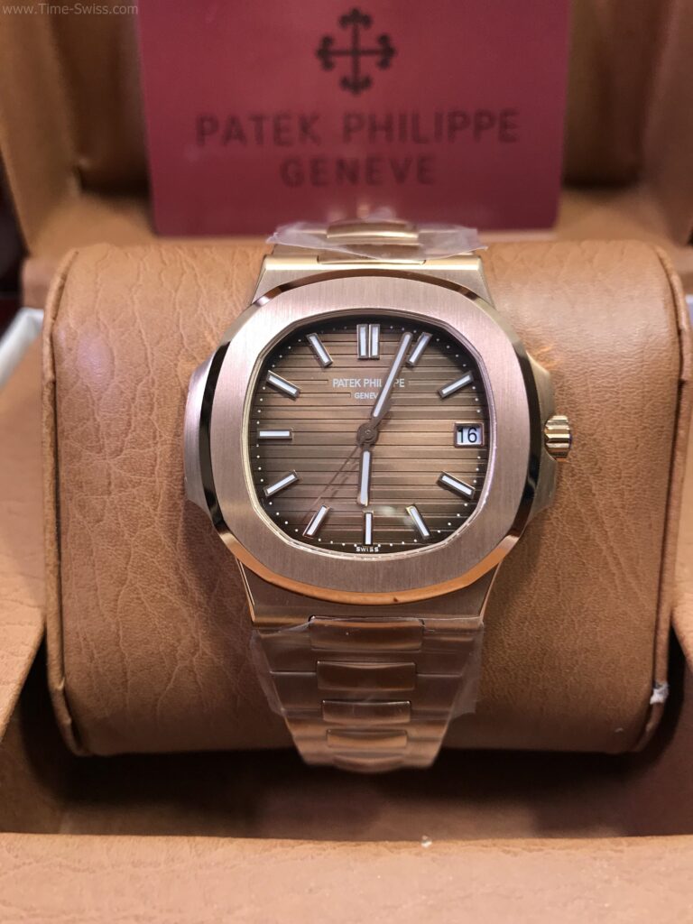 Patek Nautilus 5711 Rose Gold Brown Dial 40mm 3K Swiss เรือนทอง หน้าน้ำตาล สายทอง 01