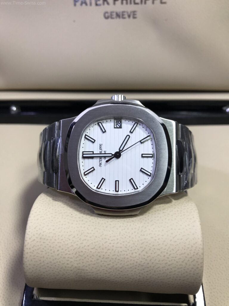 Patek Nautilus 5711-1A White Dial 40mm Swiss เรือนเงิน หน้าขาว สายเหล็ก 06