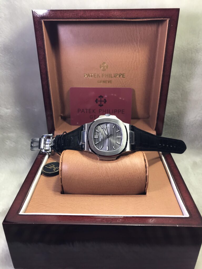 Patek Nautilus 5711-1A Power Black Dial 40mm Leather Strap 3K Swiss เรือนเงิน หน้าดำเทา สายหนังดำ 08