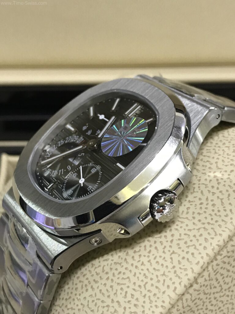 Patek Nautilus 5712-1A Power Black 40mm PPF Swiss เรือนเงิน หน้าดำเทา สายเหล็ก 02