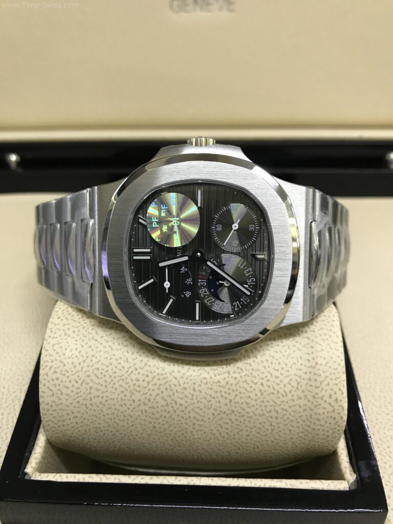 Patek Nautilus 5712-1A Power Black 40mm PPF Swiss เรือนเงิน หน้าดำเทา สายเหล็ก 07