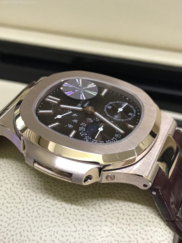 Patek Nautilus 5712R Power Rose Gold 40mm Leather Strap Swiss เรือนทอง หน้าน้ำตาล สายหนังน้ำตาล 03