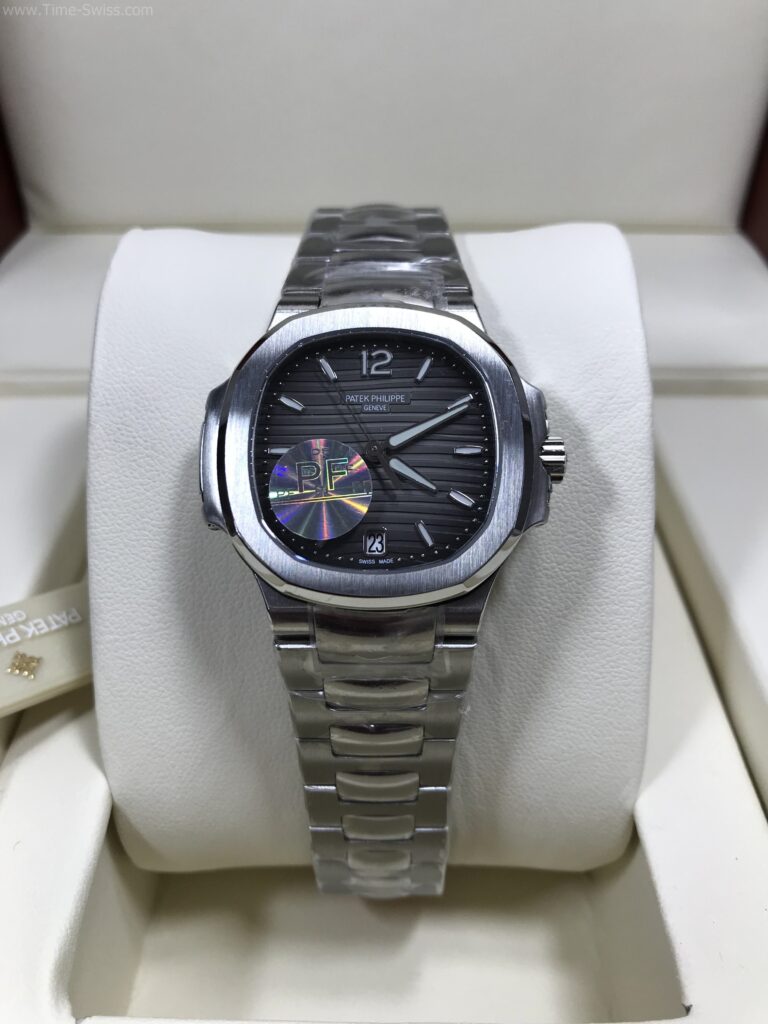 Patek Nautilus 7118-1A Black Dial 33mm PPF Ladies Swiss เรือนเงิน หน้าดำ สายเหล็ก ผู้หญิง 01