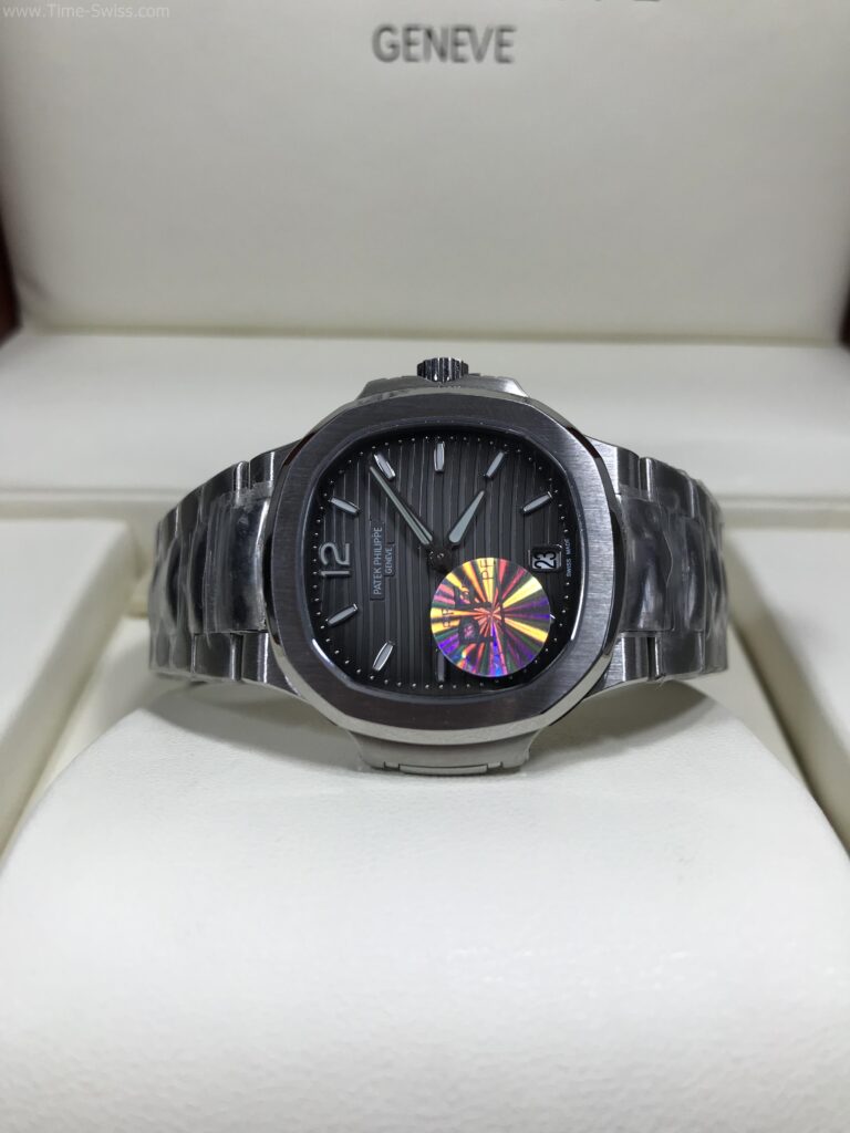 Patek Nautilus 7118-1A Black Dial 33mm PPF Ladies Swiss เรือนเงิน หน้าดำ สายเหล็ก ผู้หญิง 07